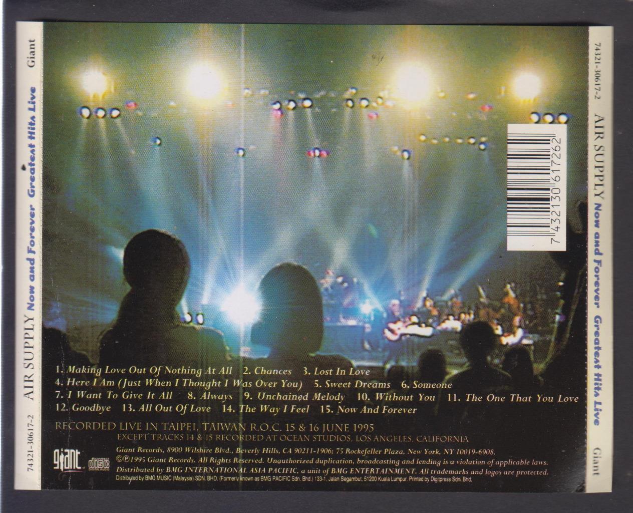 Mega Rare Air Supply Now & Forever Greatest Hits Live Malaysia Only CD FCS6791