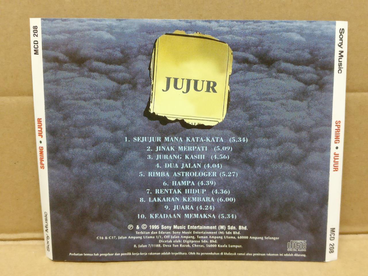 Malay Spring Jujur 1995 Rare Malaysia CD Sony Music FCS8959