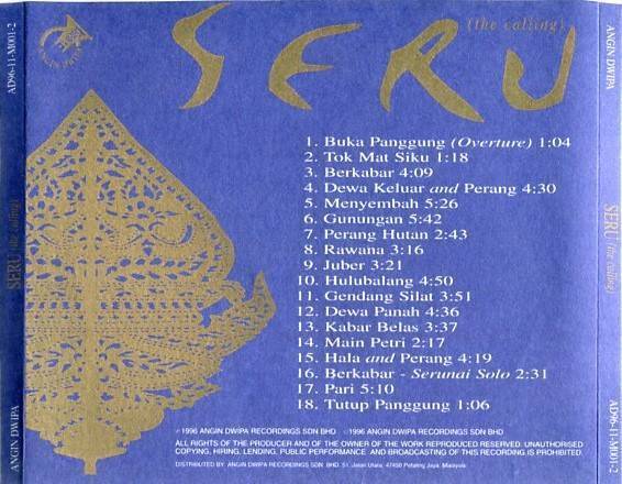 Rare Malay Classical Music Tun Fatimah '96 Angin Dwipa Asian Mystique CD FCS2364