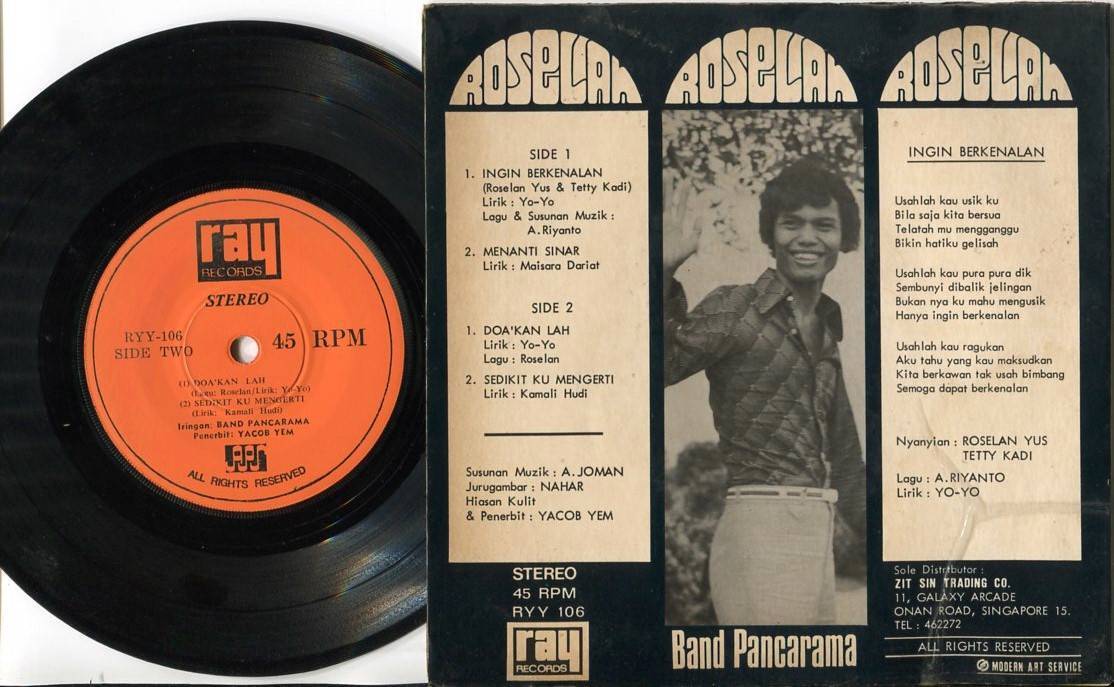Malaysia Malay Roselan Yus Tetty Kadi & Band Pancarama Singapore 7" EP MEP423