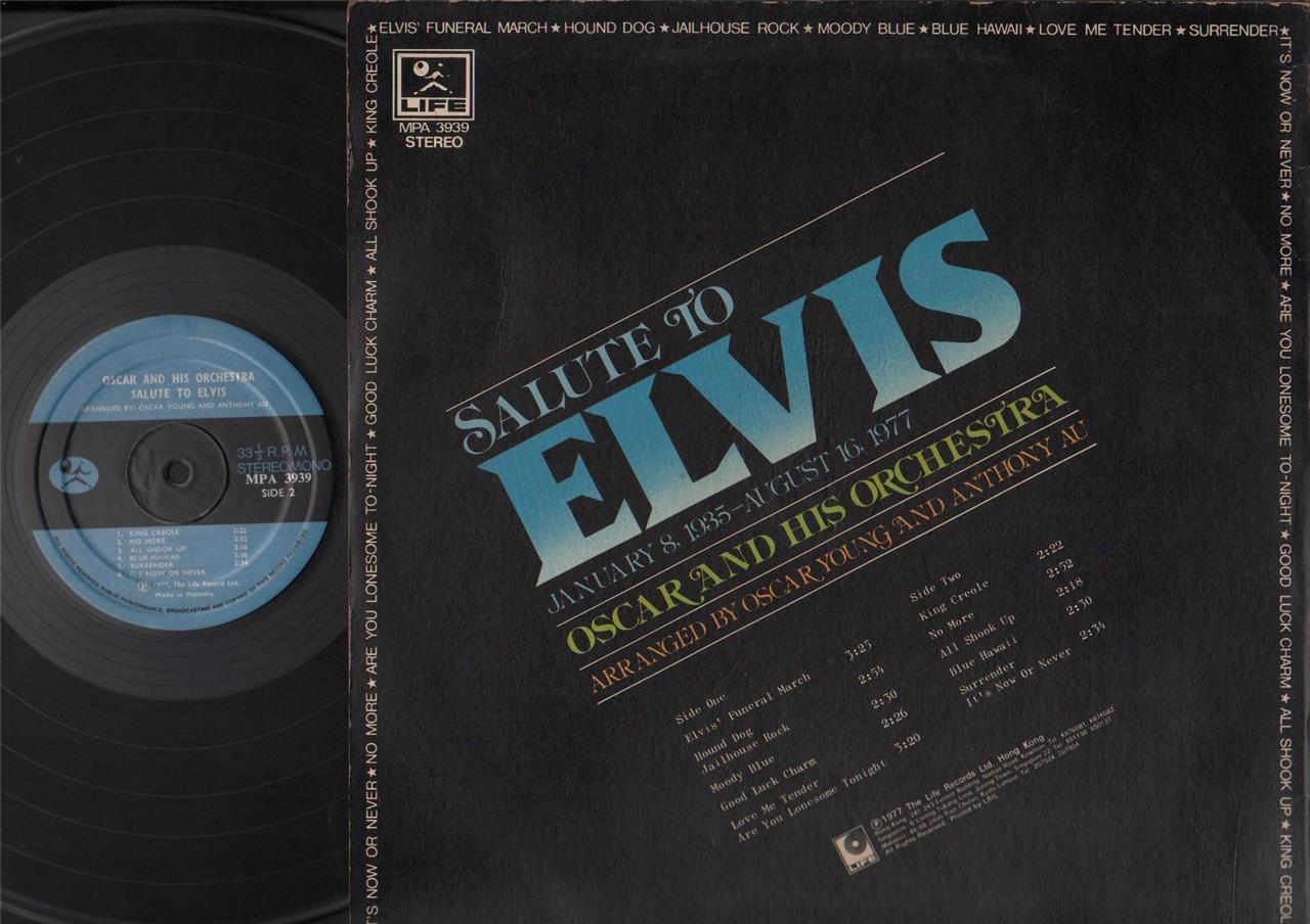 Singapore Oscar & His Orchestra Music Salute To Elvis 1977 Malaysia LP ELP1856