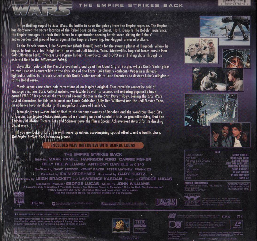 Star Wars Movie The Empire Strikes Back Mega Rare Japan THX 2x Laserdiscs LD783