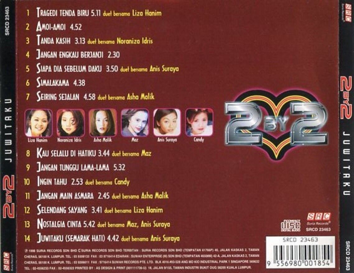 Malaysia Malay 2 By 2 Juwitaku Duet With Liza Hanim Maz Candy 1998 CD FCS1505
