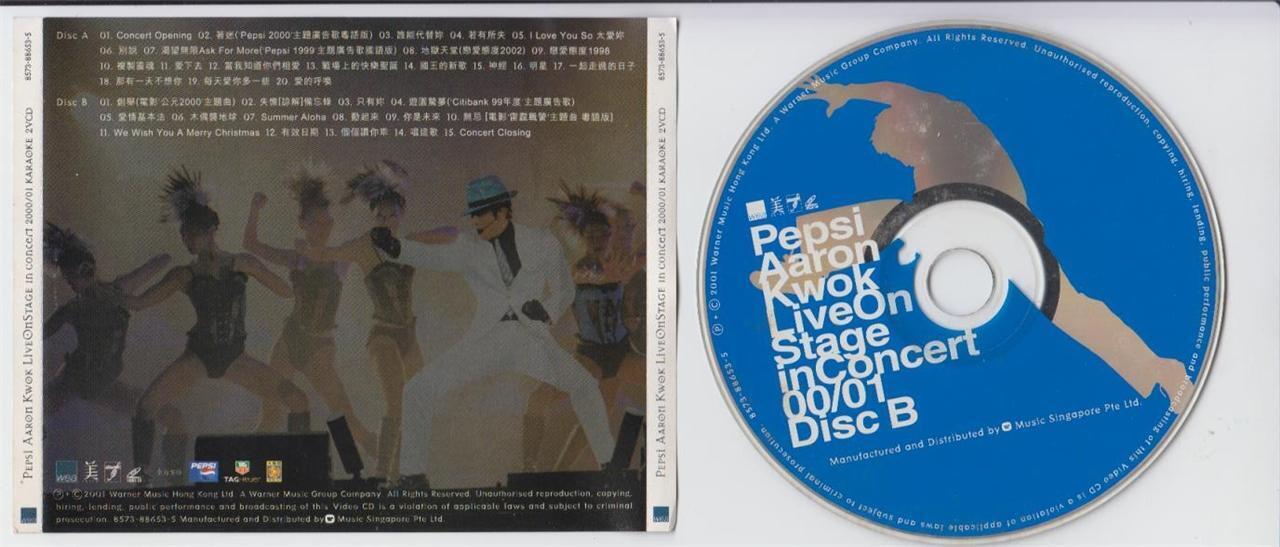 Hong Kong Aaron Kwok 郭富城 PEPSI 2001 Rare Singapore Karaoke 2x VCD FCS2309