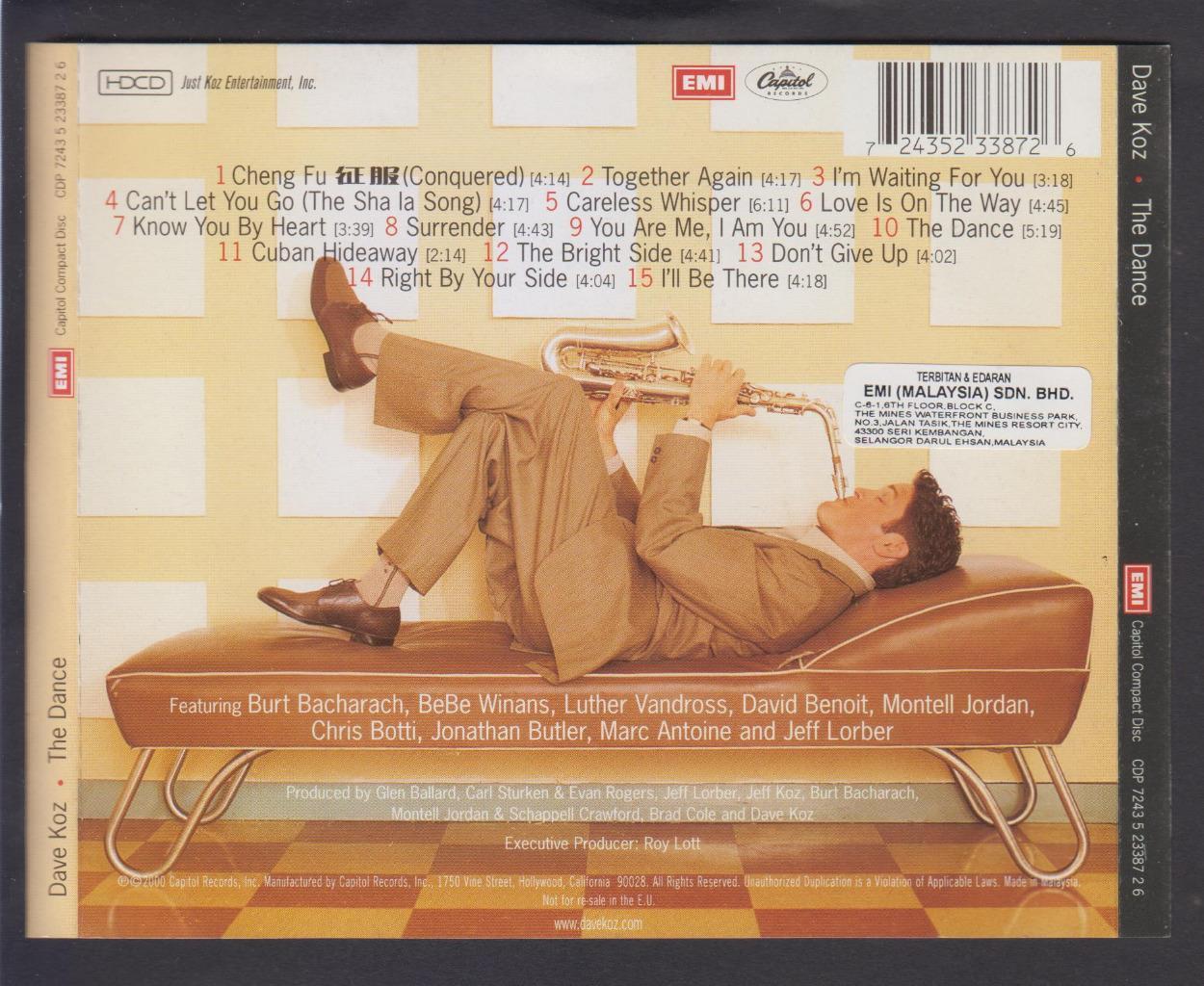 Mega Rare Dave Koz The Dance Saxophone Music 2000 Malaysia CD FCS6821