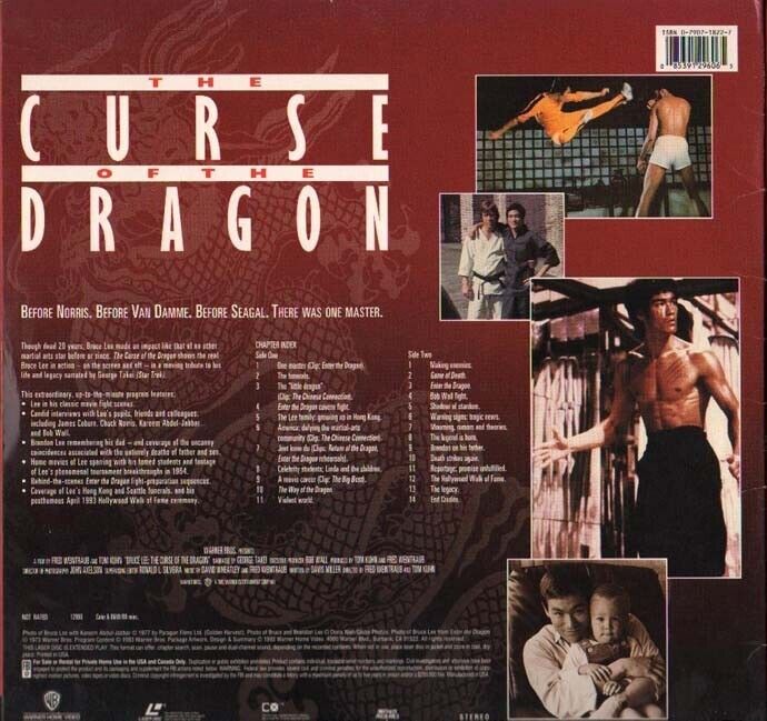 HKG Bruce Lee 李⼩龍 李⼩龙 The Curse Of The Dragon WB USA English Laserdisc LD152