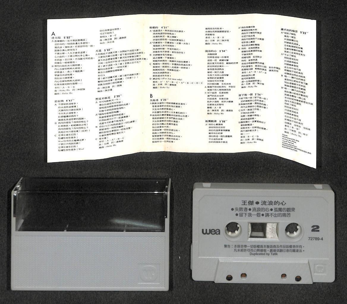 Taiwan Dave Wang Jie 王杰 王傑 流浪的心 1990 Mega Rare Malaysia Cassette 卡帶 磁帶 CS1778