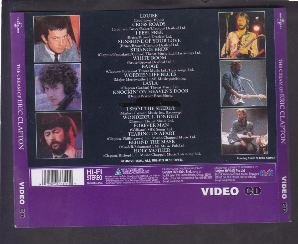 The Cream of Eric Clapton Mega Rare Singapore VCD FCS7015