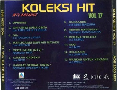 AMM18 Malaysia Malay Koleksi Hit MTV Karaoke Vol.17 Audio One 1997 VIDEO CD VCD FCS1492