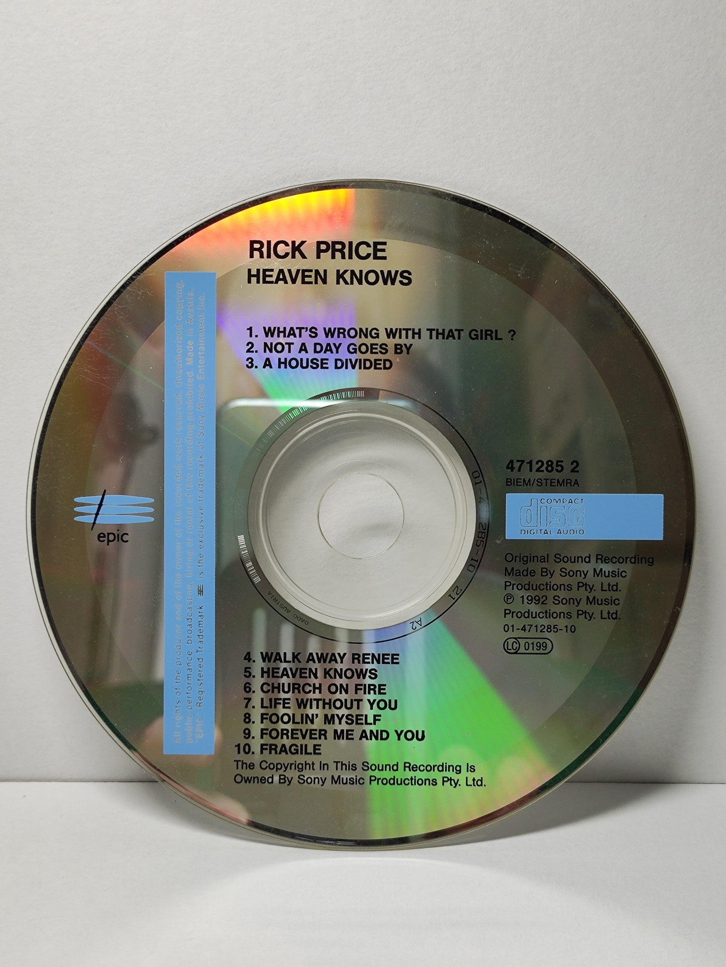 AMM25 RICK PRICE HEAVEN KNOWS 1992 AUSTRIA English CD FCP011