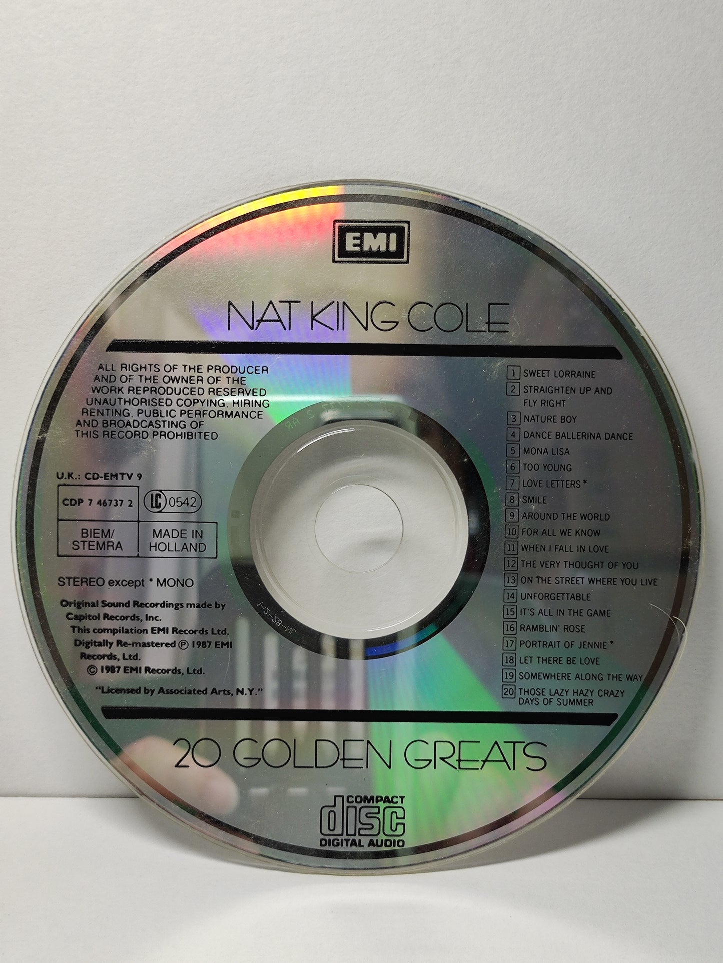 AMM25 NAT KING COLE 20 GOLDEN GREATS 1987 HOLLAND English CD FCP013