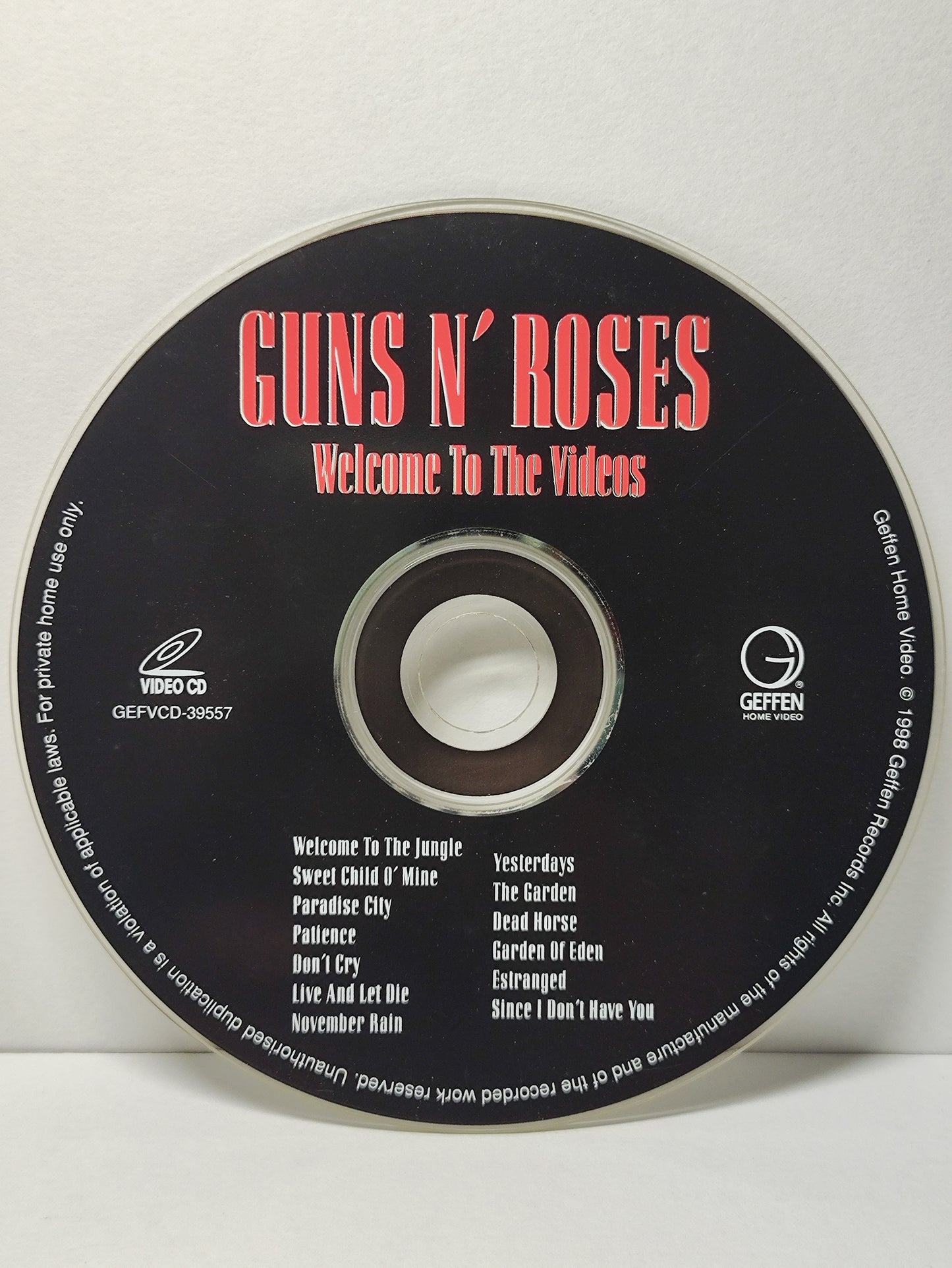 AMM25 GUNS N ROSES WELCOME TO THE VIDEOS 1998 USA English VIDEO CD VCD FCP019