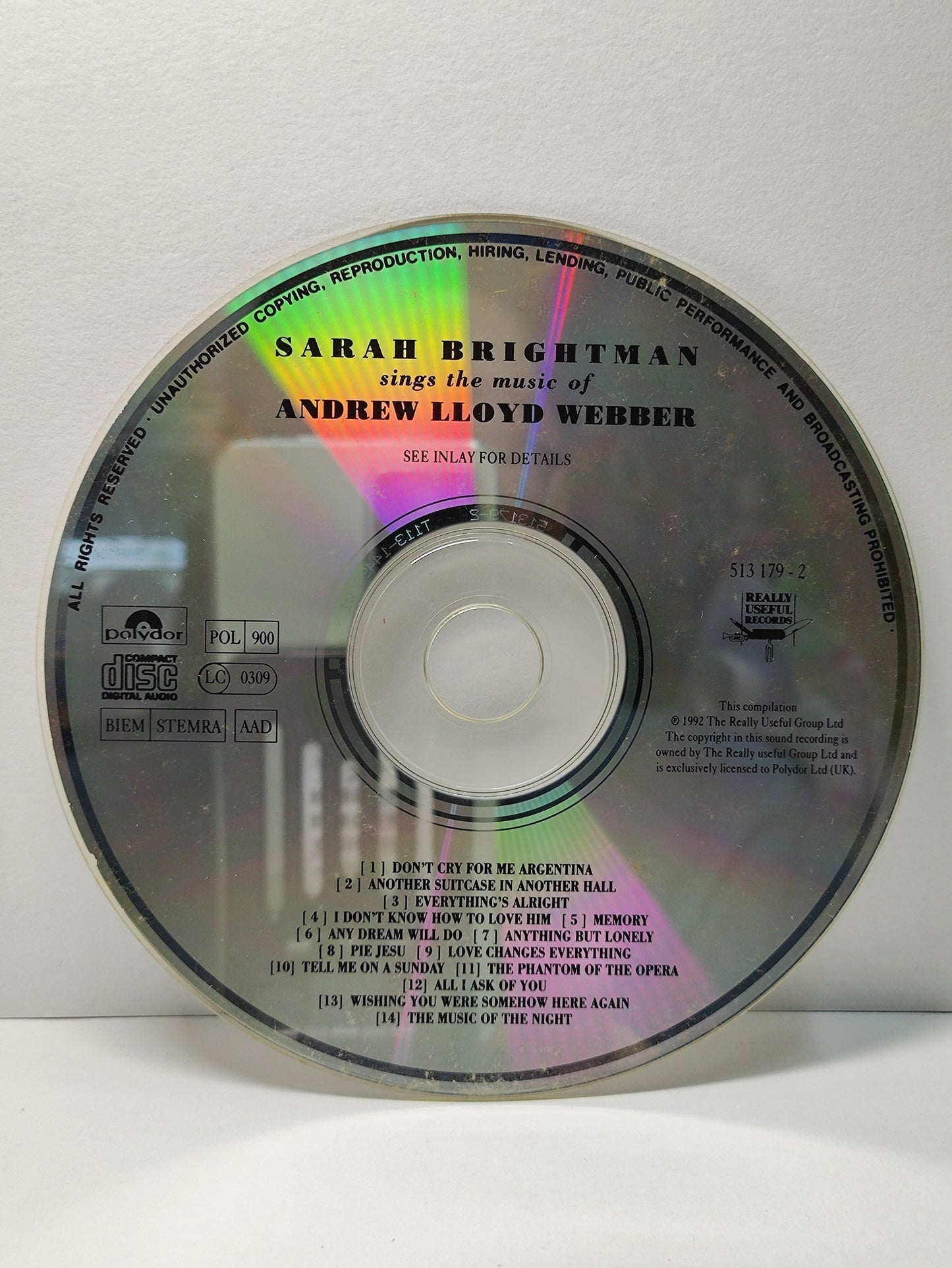 AMM25 SARAH BRIGHTMAN ANDREW LLOYD WEBBER SINGS THE MUSIC OF 1992 UK English CD FCP074