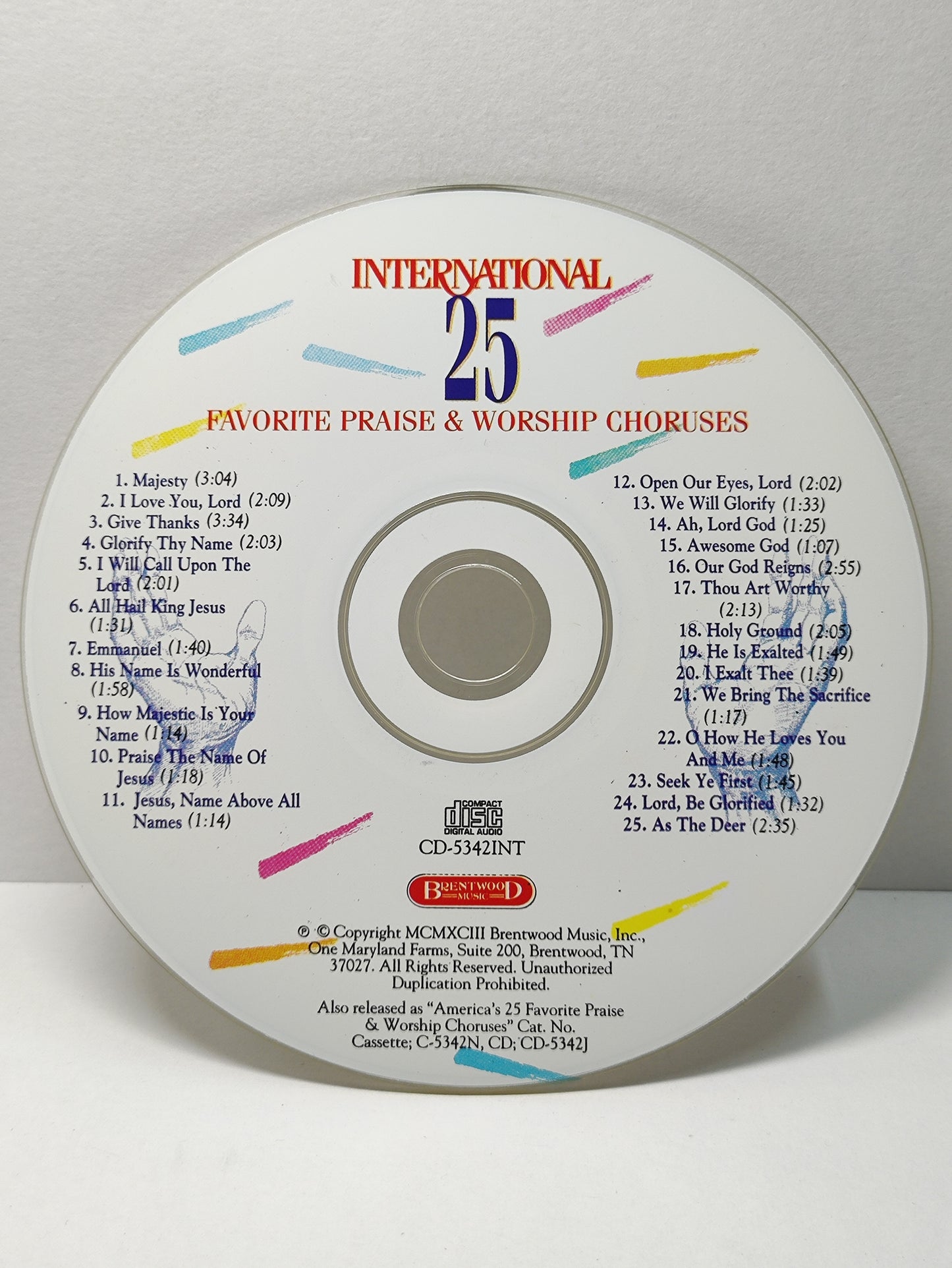AMM25 INTERNATIONAL 25 FAVORITE PRAISE & WORSHIP CHORUSES MAJESTY GIVE THANKS USA ENGLISH CD FCP119