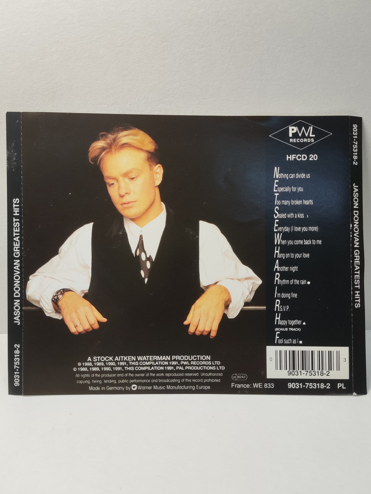 AMM25 JASON DONOVAN GREATEST HITS HAPPY TOGETHER TOO MANY BROKEN HEARTS 1991 GERMANY ENGLISH CD FCP151