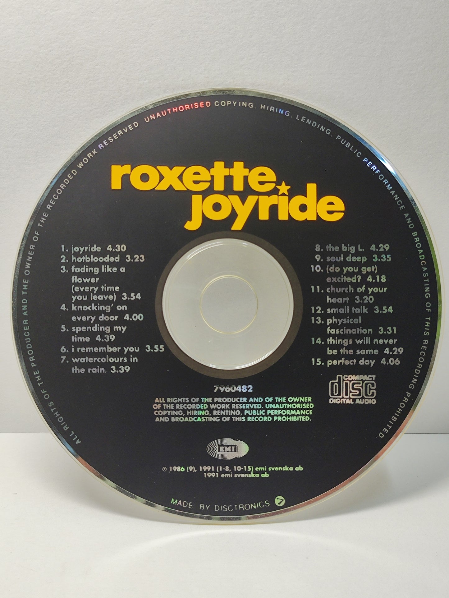 AMM25 ROXETTE JOYRIDE DON’T BORE US GET TO THE CHORUS 1991 AUSTRALIA ENGLISH CD FCP200