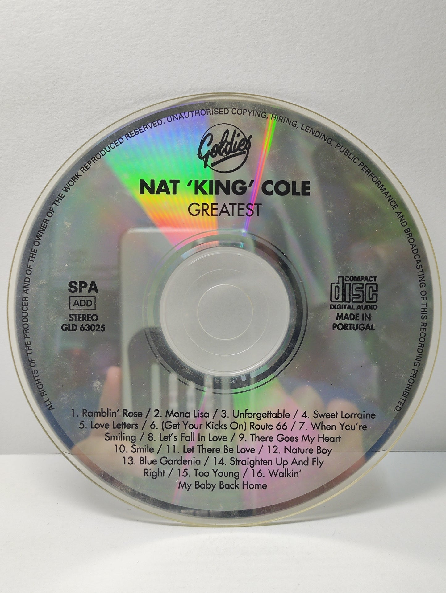 AMM25 NAT KING COLE GREATEST HITS RAMBLIN ROSE MONA LISA UNFORGETTABLE 1991 PORTUGAL ENGLISH CD FCP230