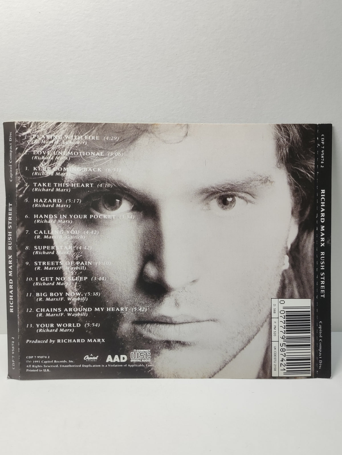 AMM25 RICHARD MARX RUSH STREET PLAYING WITH FIRE LOVE UNEMOTIONAL 1991 UK ENGLISH CD FCP242