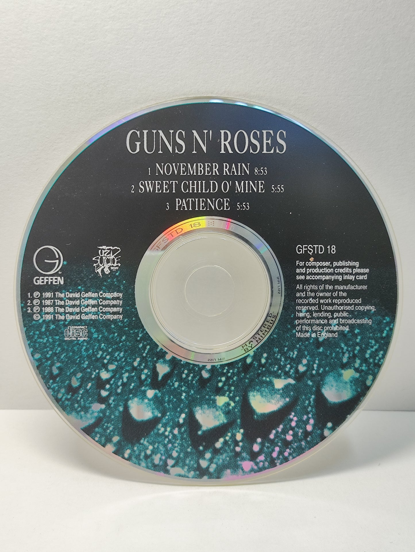 AMM25 GUNS N' ROSES LIMITED EDITION NOVEMBER RAIN NOVEMBER RAIN SWEET CHILD O' MINE 1998 UK ENGLISH CD FCP264