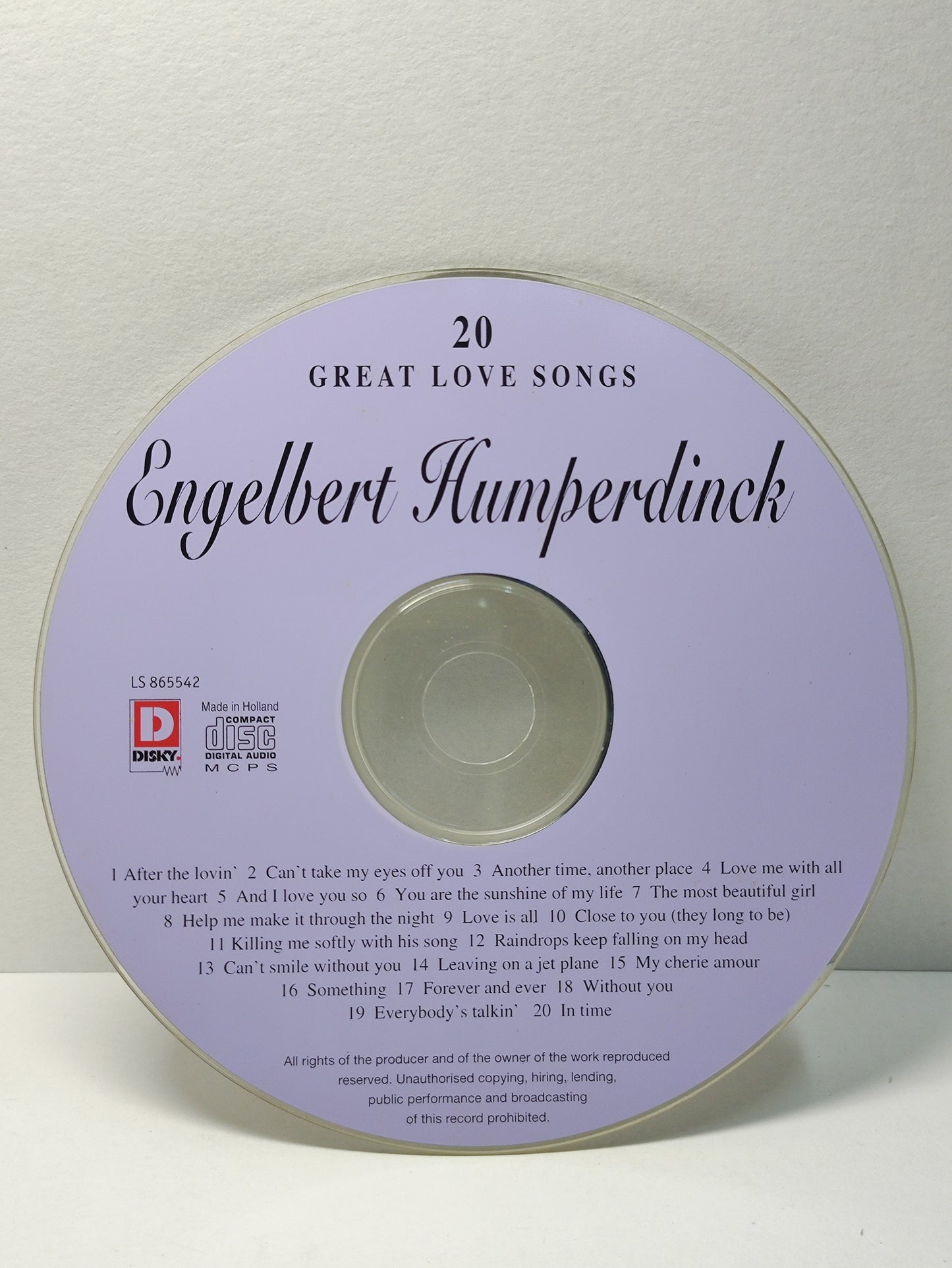 AMM25 ENGELBERT HUMPERDINCK 20 GREAT LOVE SONGS CAN’T TAKE MY EYES OFF YOU 1996 EUROPE ENGLISH CD FCP270
