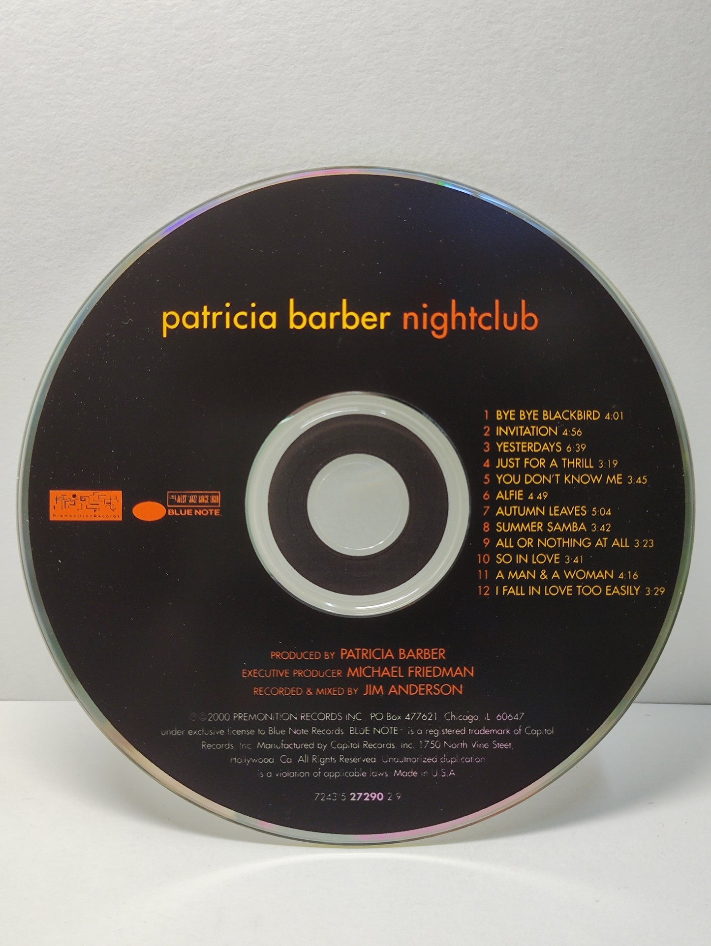 AMM25 PATRICIA BARBER NIGHTCLUB INVITATION YEASTERDAYS SO IN LOVE 2000 USA ENGLISH CD FCP281