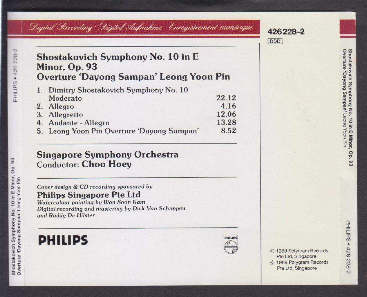 Singapore Symphony Orchestra Conducted By Choo Hoey Shostakovich 1989 CD FCS6851