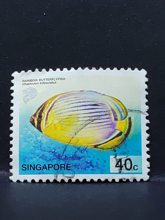 AMM68 Singapore Rainbow Butterfly Fish 40 cents Used Stamp (SA003)