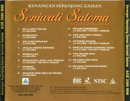 Malaysia Seniwati Saloma P.Ramlee Wife On Cover Karaoke 1998 Malay VCD FCS2379