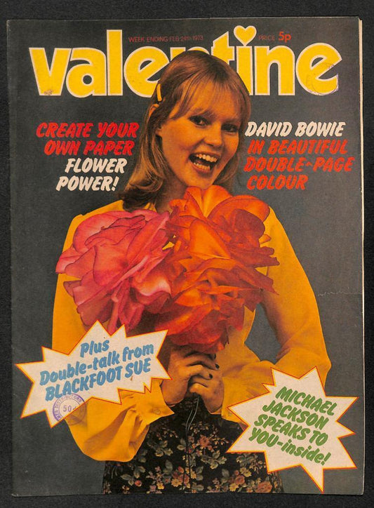 Rare Vintage Valentine Magazine 1973 Meets Michael Jackson & David Bowie (MZ060)