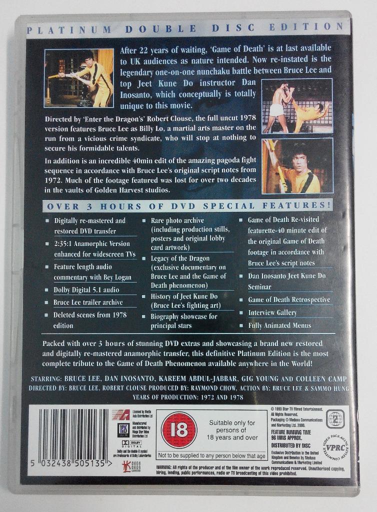 Hong Kong Movie Bruce Lee 李⼩龙 Game Of Death Rare Special Ed UK 2x DVD FCB716