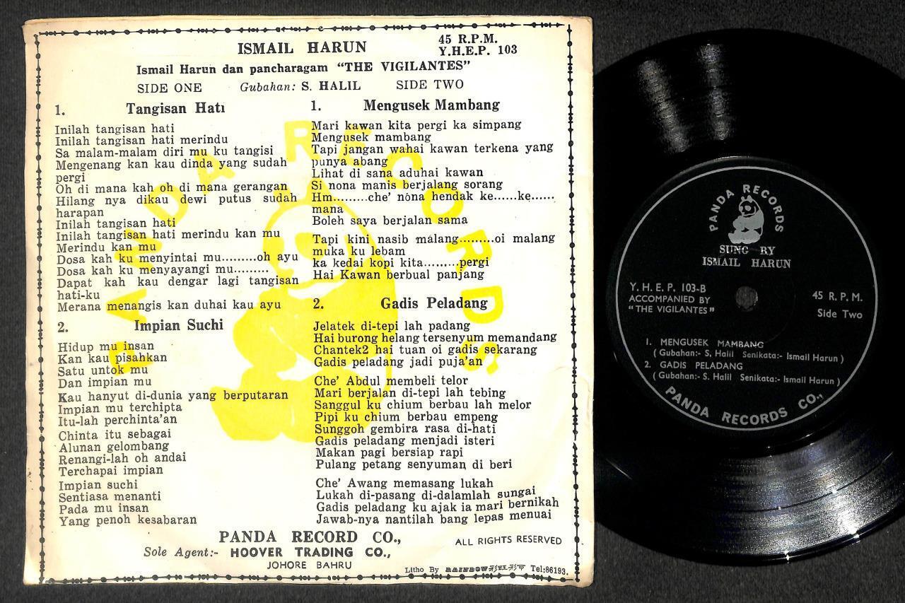 Singapore Malay Ismail Harun & Rare The Vigilantes Malay Band 7" Psych Ep MEP516