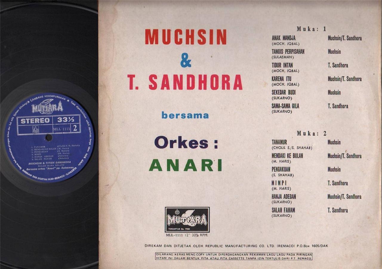 Indonesia Titiek Sandhora & Muchsin with Rare Malay Anari Band 12" LP MLP385