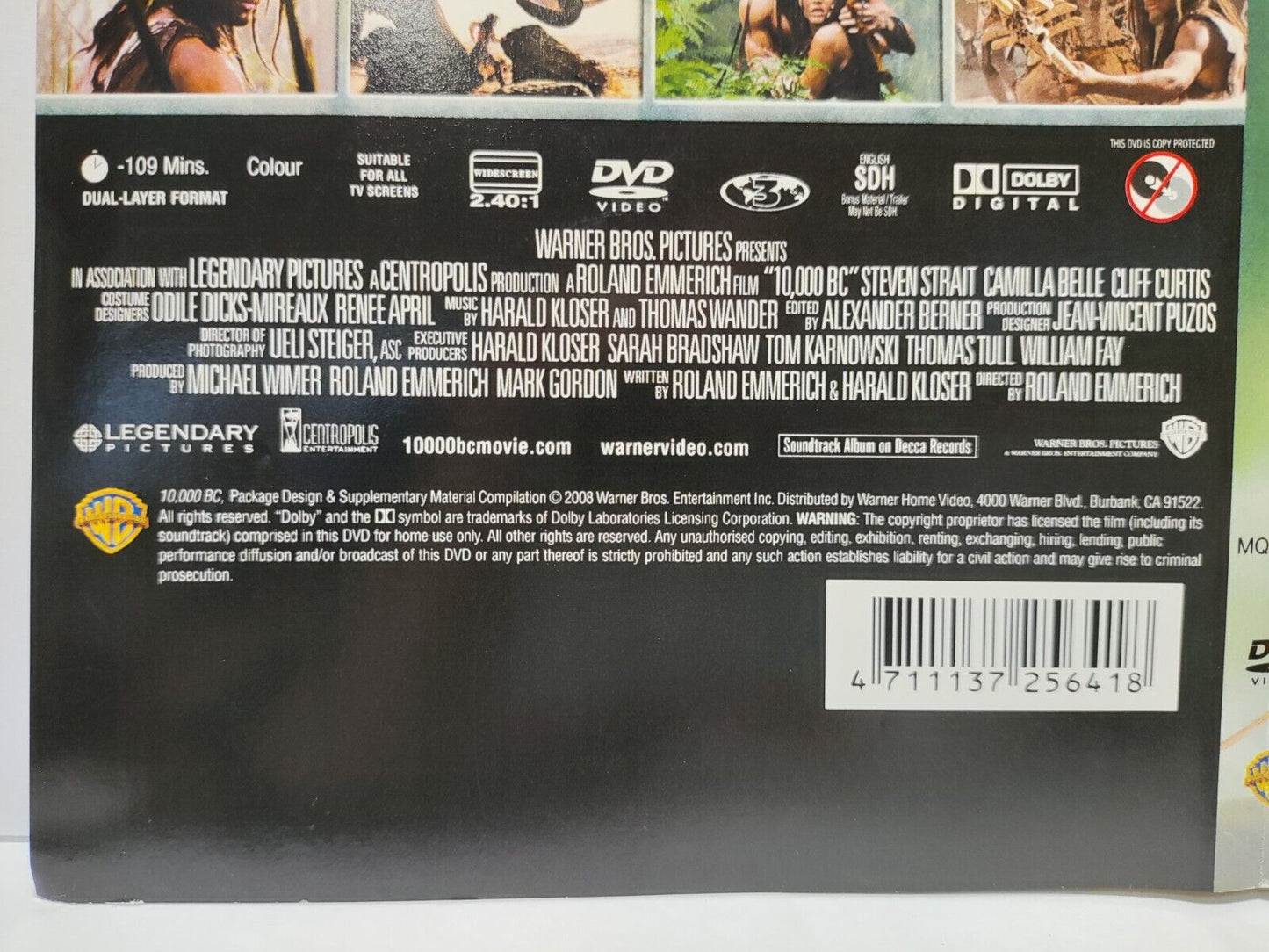 Movie 10,000 BC Steven Strait DVD Disc & Cover Region 3 (NO Case) (DC009)