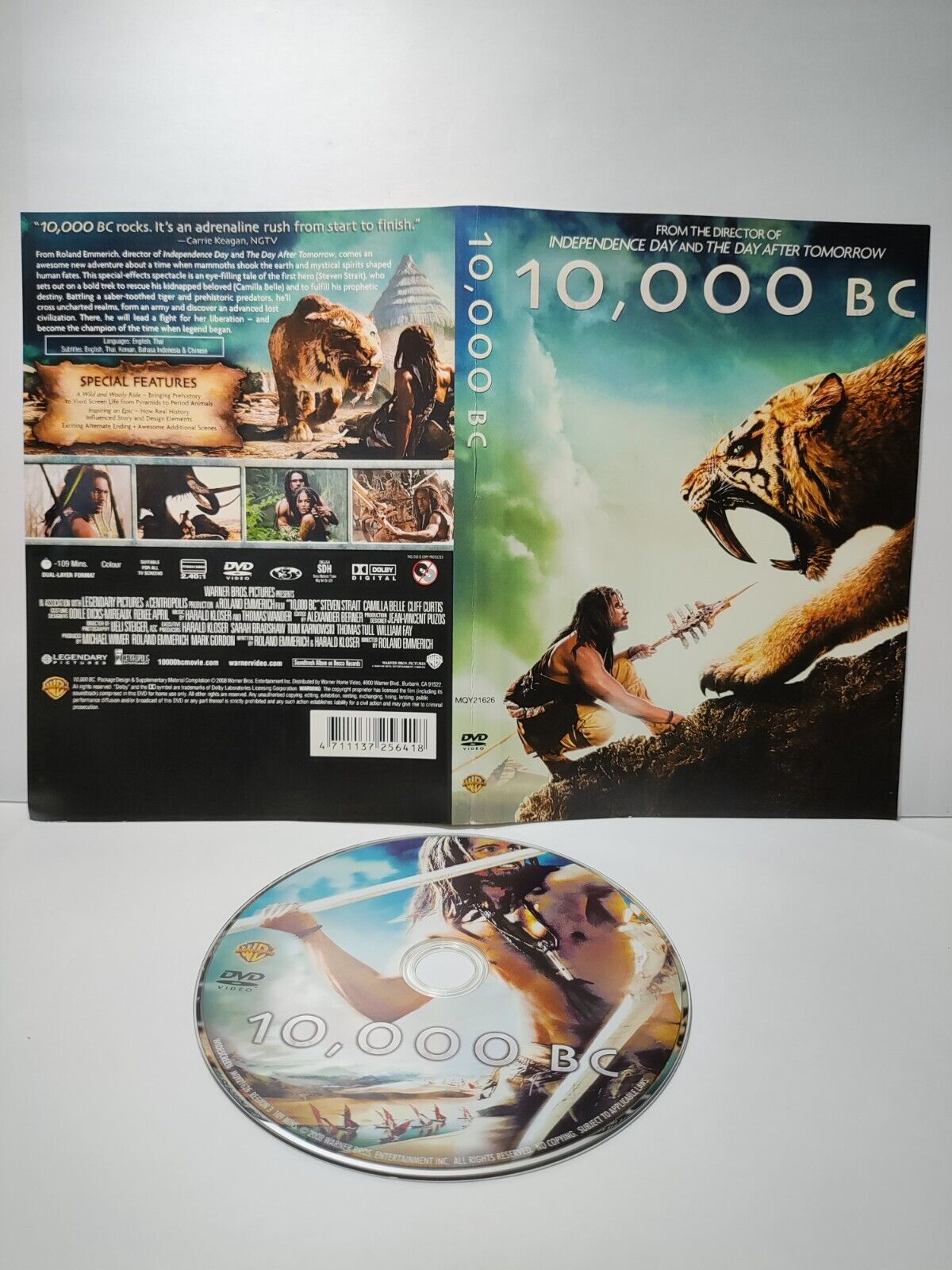 Movie 10,000 BC Steven Strait DVD Disc & Cover Region 3 (NO Case) (DC009)