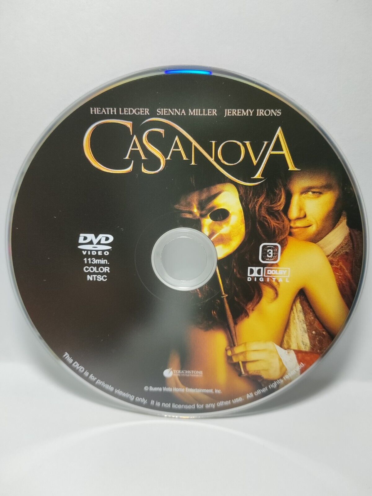 Movie Casanova Heath Ledger DVD Region 3 Disc Only NO Case & Cover (SD040)