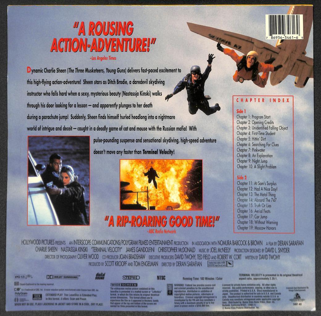 Movie Terminal Velocity Charlie Sheen Rare Japan Laserdisc LD1566
