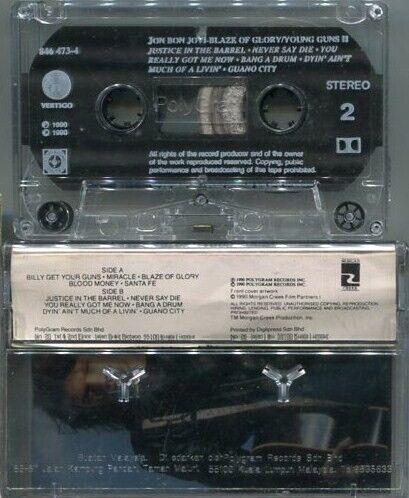 Jon Bon Jovi 1990 Young Guns II OST Mega Rare Polygram Malaysia Cassette CS112
