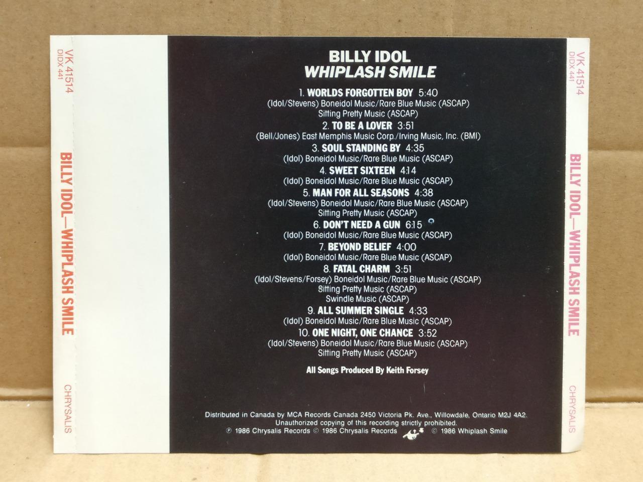 AMM Billy Idol Whiplash Smile 1986 Canada English CD FCS10116 (No Case)