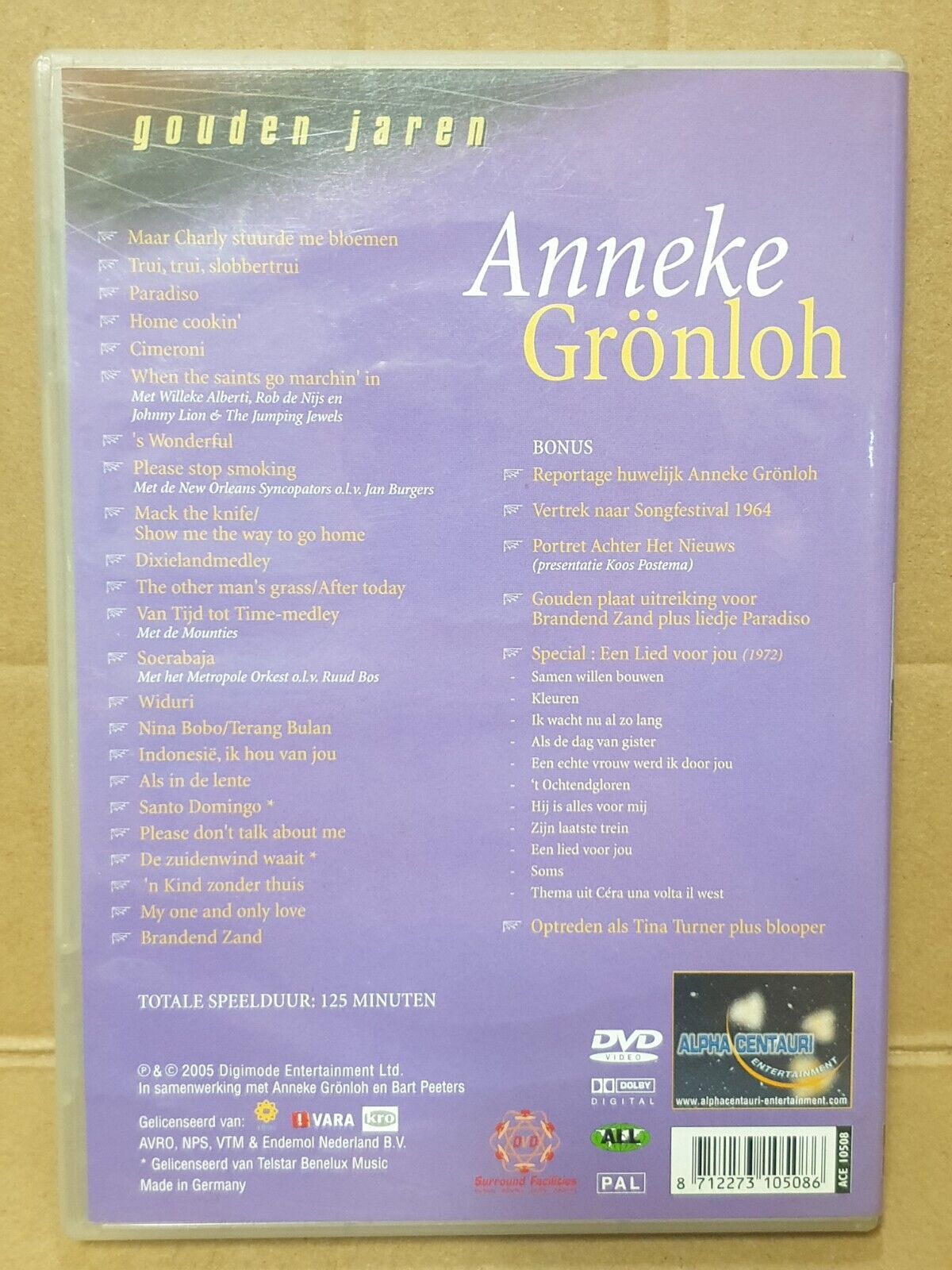 Indo-Dutch Anneke Grönloh Een Lied Voor Jou 2005 Germany DVD (FCB2406)