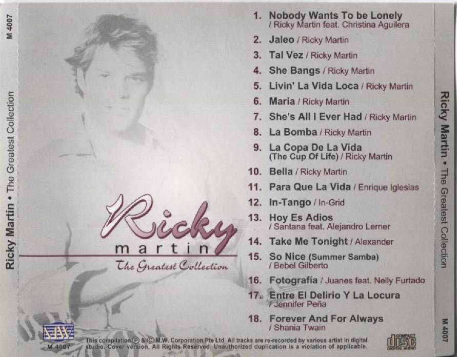 Mega Rare Ricky Martin On Cover Compilation Singapore CD FCS3715