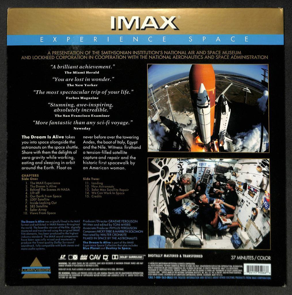 IMAX Experience Space The Dream Is Alive G/F USA LD Laserdisc LD1330