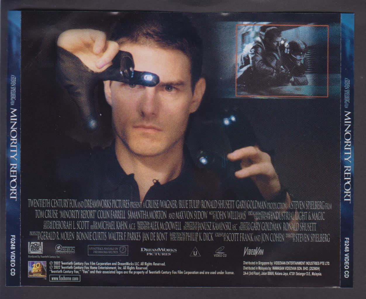 Movie Minority Report Tom Cruise Mega Rare Singapore Video CD 3x VCD FCS6542/3