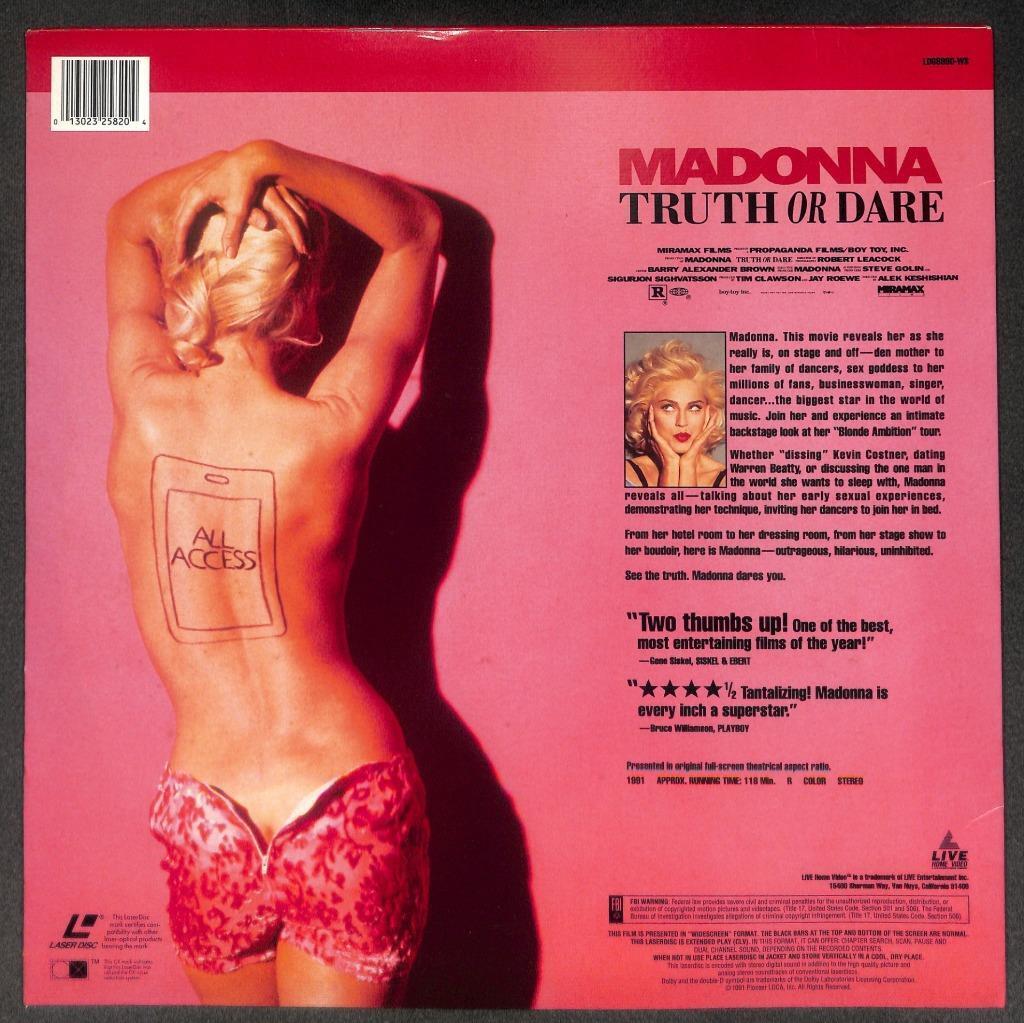 Madonna Truth Or Dare 1991 USA English LD Laserdisc LD1713