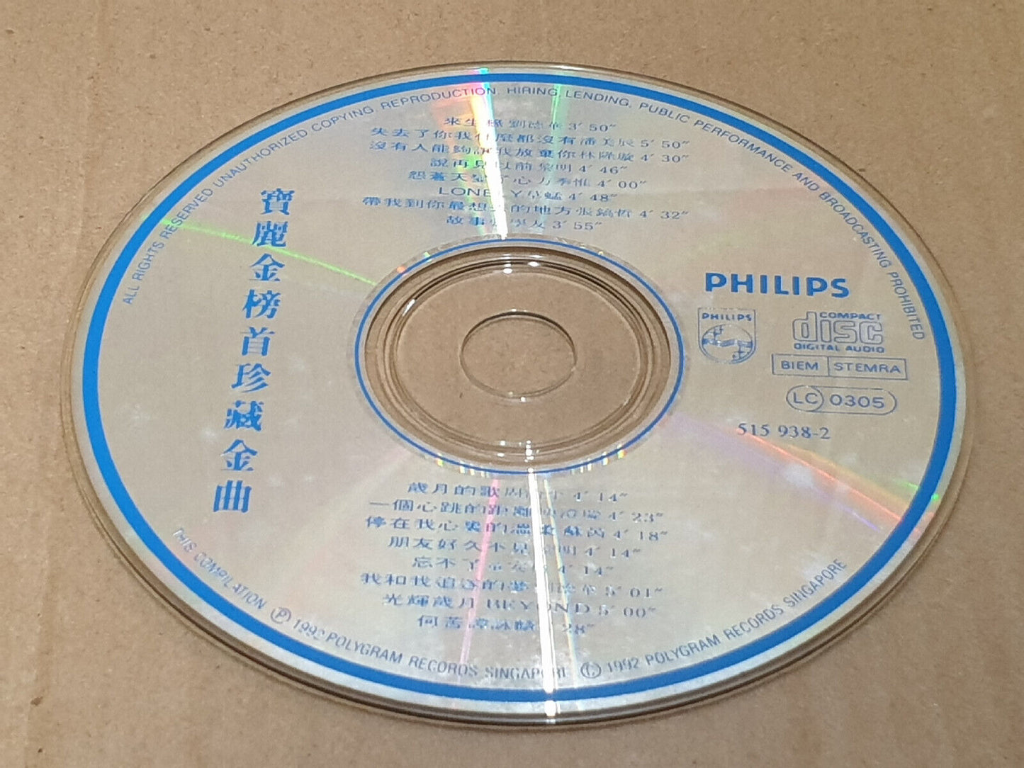 刘德华 草蜢 苏芮 张学友 林隆璇 周治平 黎明 Various Artists 1992 Chinese Singapore CD (FCS10446)