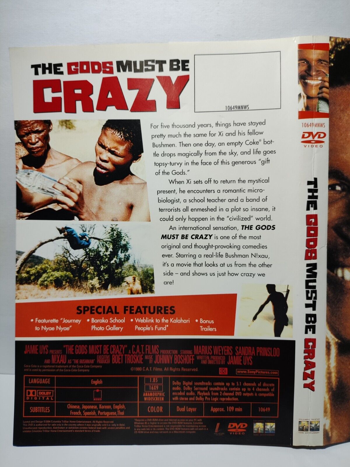 Movie The Gods Must Be Crazy DVD Disc & Cover Region 3 (NO Case) (DC012)