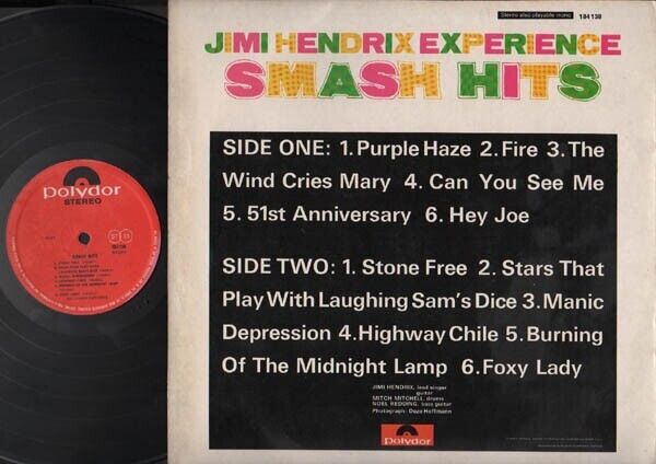 Rare Jimi Hendrix Experience Smash Hits Polydor Germany 12" LP ELP1420