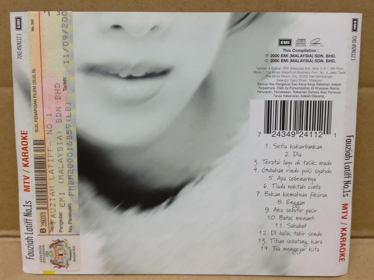Malay Fauziah Latiff No.1s MTV Karaoke 2000 Rare Malaysia VCD Video CD FCS8989