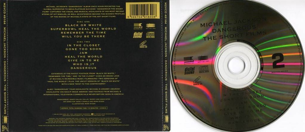 Michael Jackson Dangerous - The Short Films Sony Music Asia Gold 2x VCD FCS4532