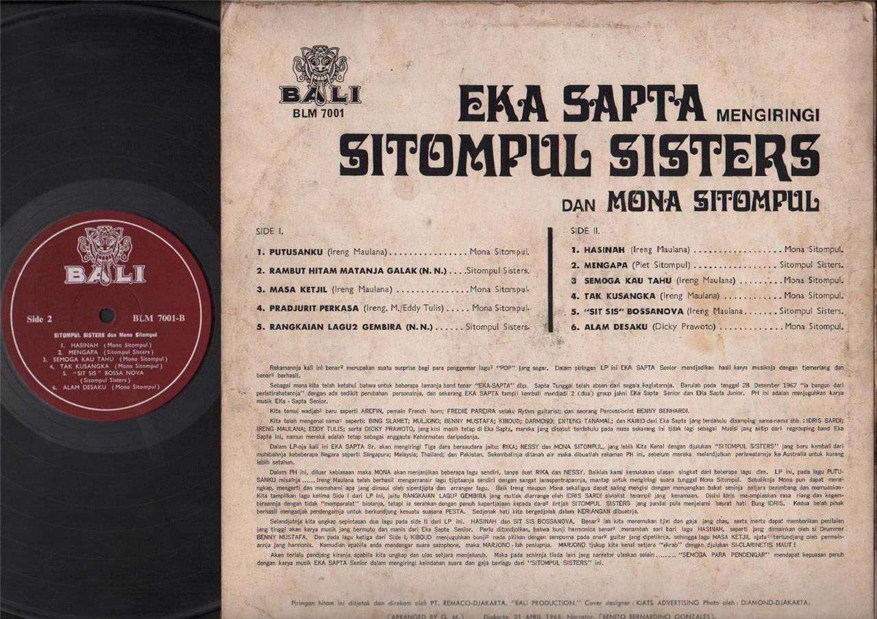 Mega Rare 1968 Indonesia Malay Sitompul Sisters And Mona Sitompul 12" LP MLP369