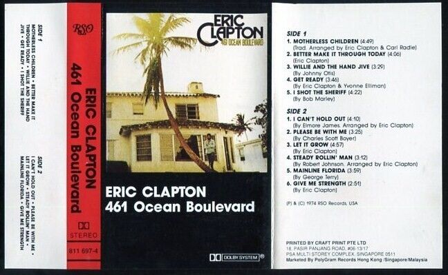 Eric Clapton 461 Ocean Boulevard 1974 Rare Singapore Cassette CS043